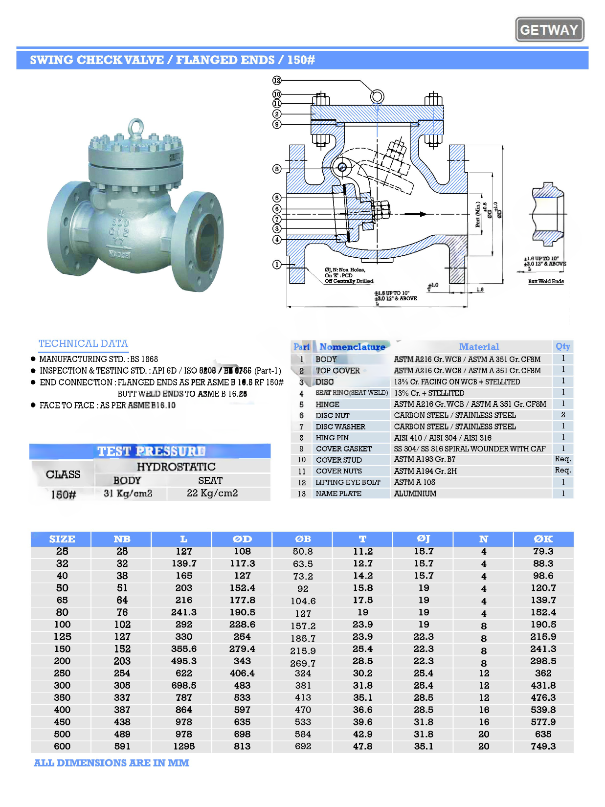 swing-check-valve -flanged-ends-150#